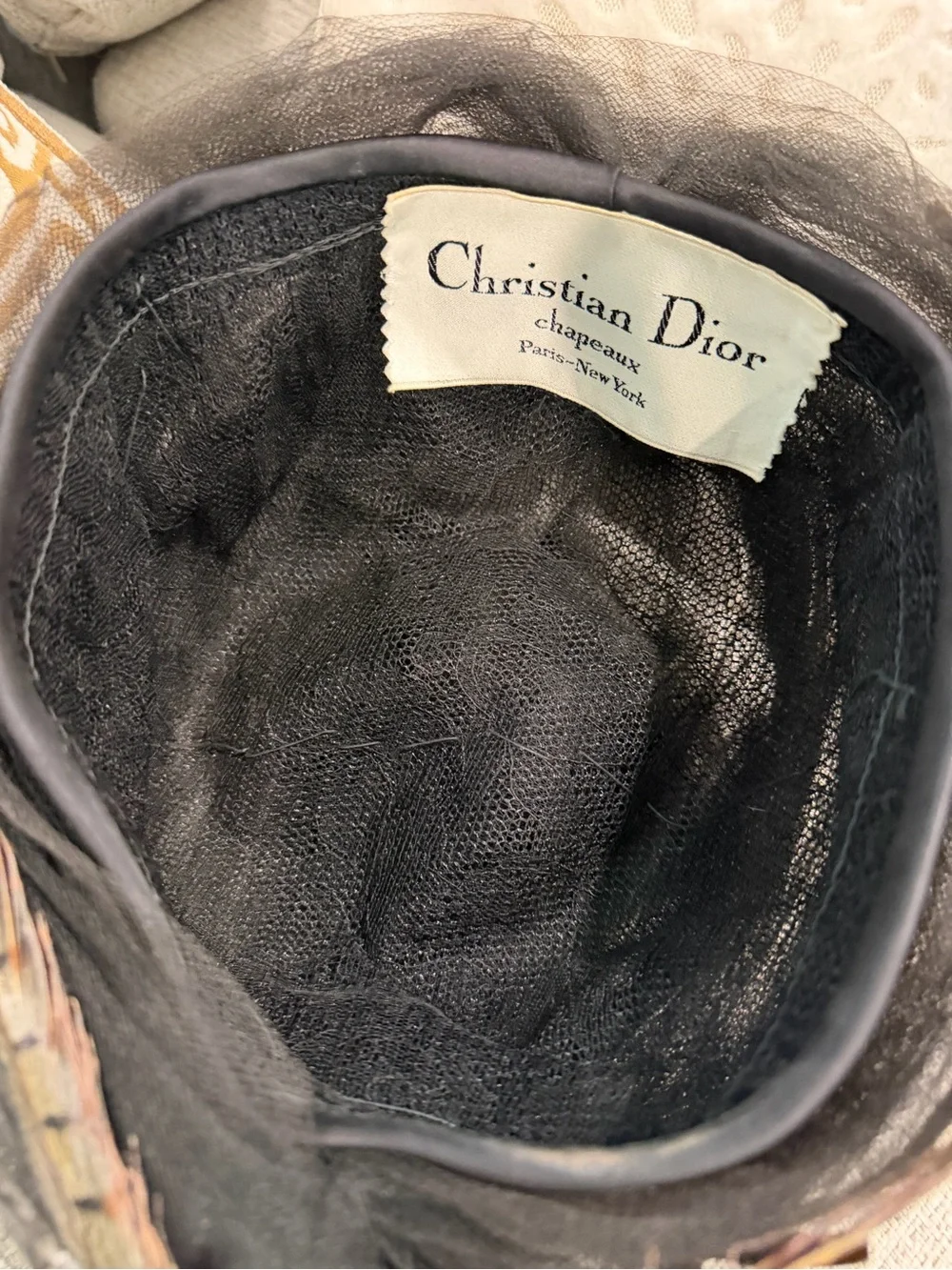 Christian Dior Black Tulle Feather Turban From the 1960s